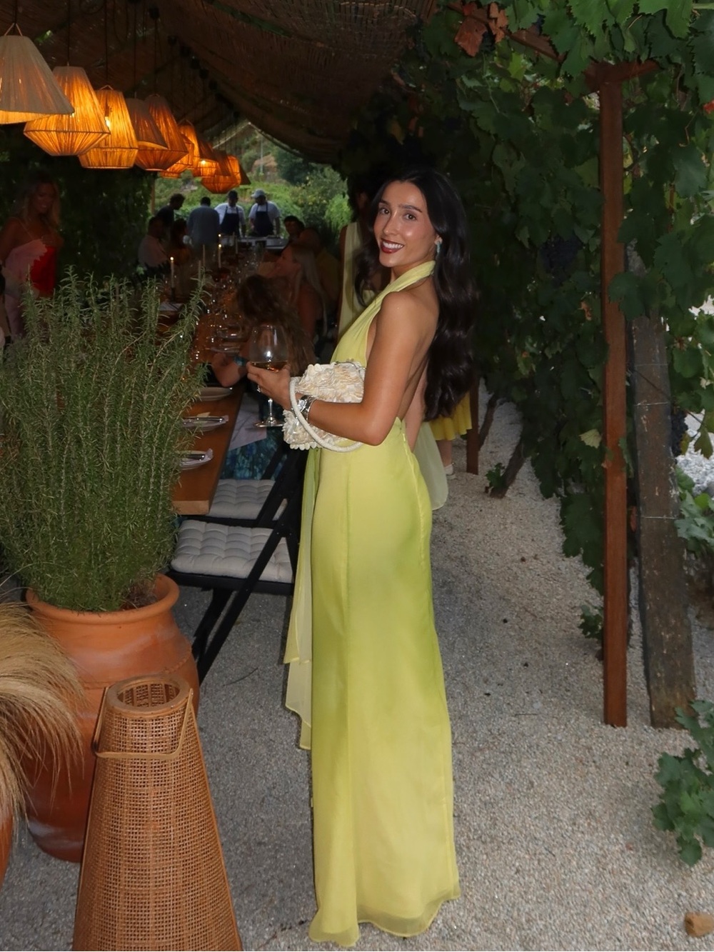 Zara Halter Evening Gown in Lime Green